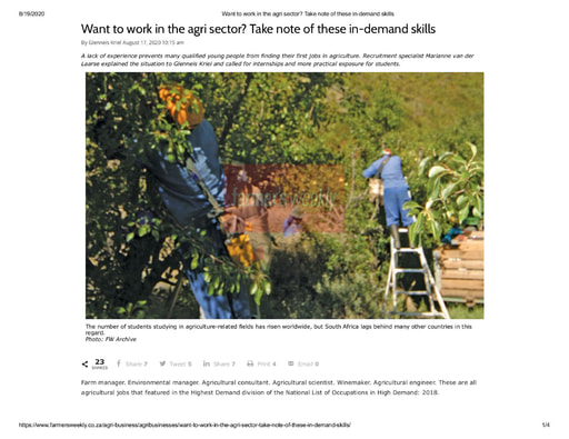 Want to work in the agri-sector? Take note of these in demand skills