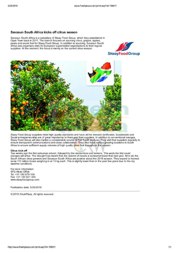 Savasun South Africa kicks off citrus season