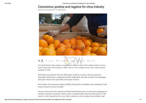 Coronavirus: positive and negative for citrus industry