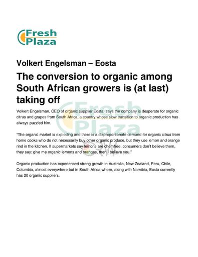 The conversion to organic among South African growers is taking off