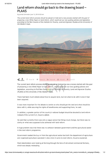 Land reform should go back to the drawing board - PLAAS