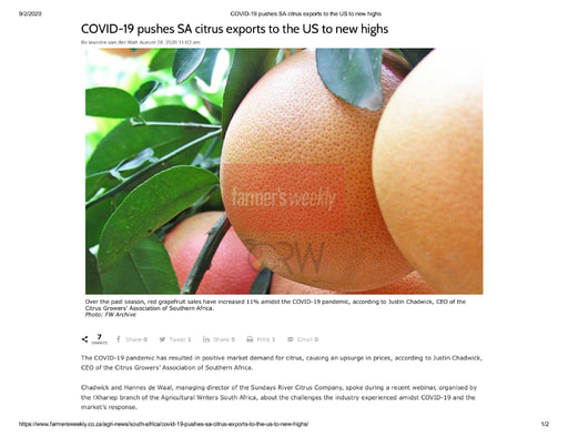 COVID-19 pushes SA citrus exports to the US to new highs