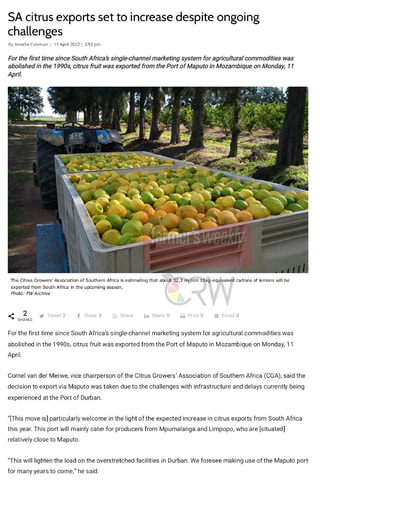 SA citrus exports set to increase despite ongoing challenges