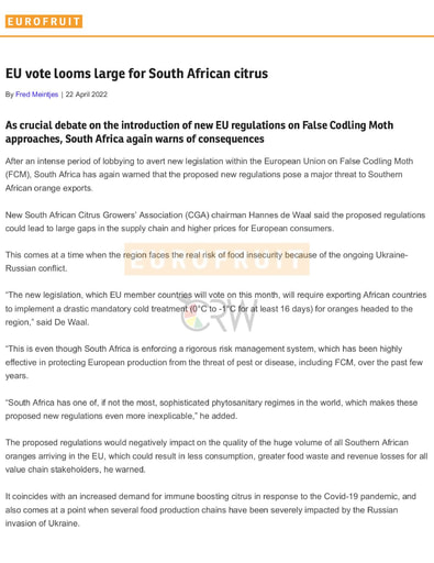 EU vote looms large for South African citrus