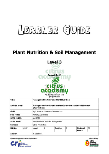 Plant Nutrition and Soil Management NQ 3 Learner Guide
